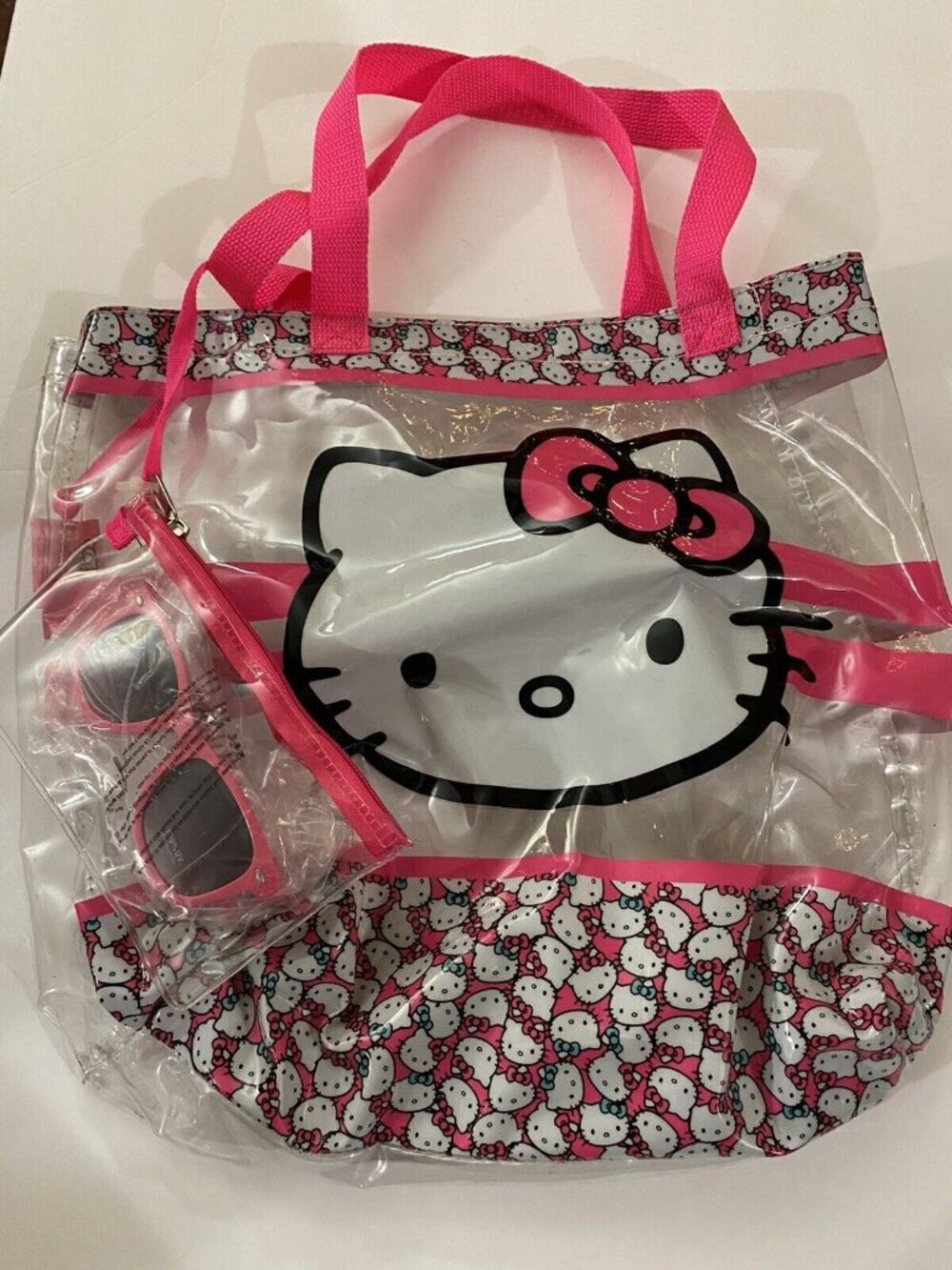 Hello Kitty Kawaii Sanrio Tote Bag Purse Beach Summer Festival w/ Sunglasses